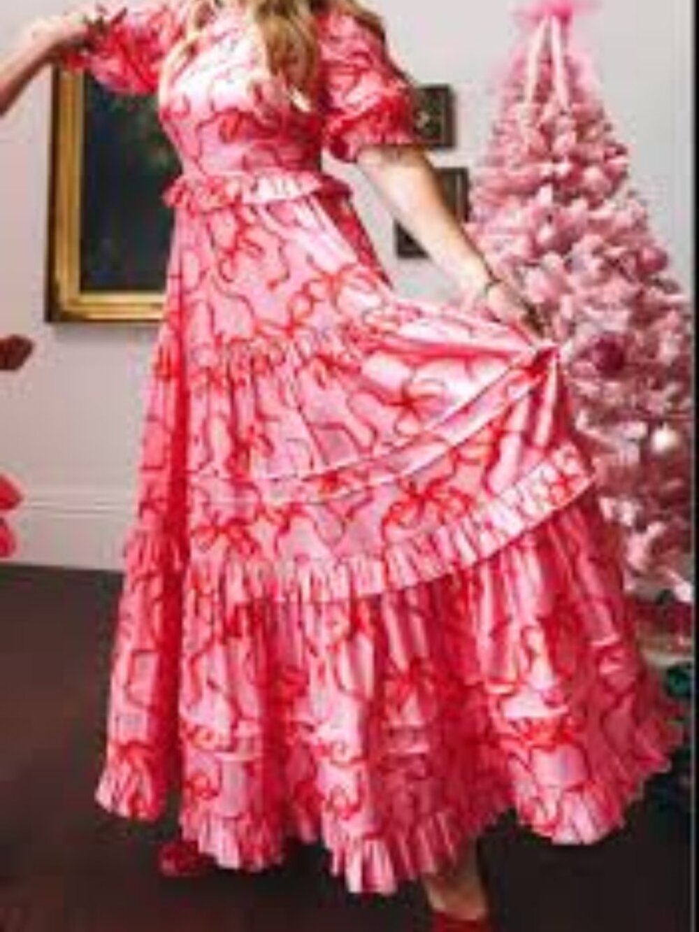 NEW Ivy City Ribbons and Bows Christmas Dress Ivy City Co pink red maxi midi